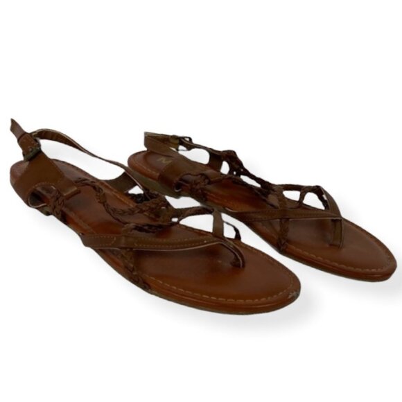 Mia Dannie Gladiator‎ Sandals Brown Braided Size 9 Flat Bohemian Boho Strappy - Picture 2 of 12